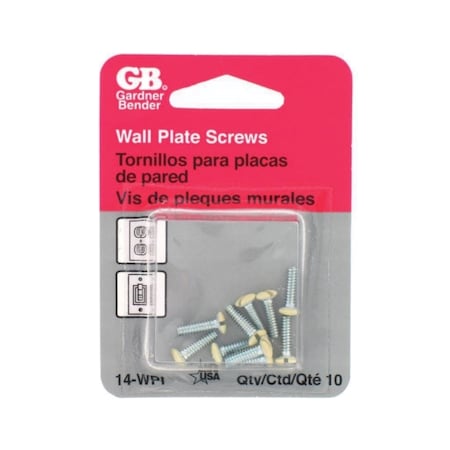 GB Screw Kit, 1/2 In L, Flat Head, Ivory